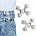 Mincerfit Adjustable Waist Buckle Extender Set Jean Button Pins No Sewing Required Pants Clips for Waist, Tightener for Dress Perfect Fit Instant Wedding Button 2pcs (Jeans White)