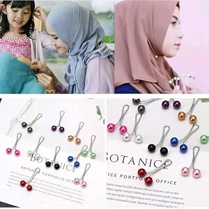 cute hijab crystal rhinestone ball pearl brooch pin - headscarf shawl scarf muslim clips safety buttons - wedding dress decorative 12 silver