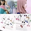 Cute Hijab Crystal Rhinestone Ball Pearl Brooch Pin - Headscarf Shawl Scarf Muslim Clips Safety Buttons - Wedding Dress Decorative 12 (Silver)