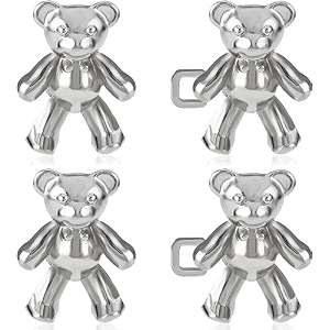 cute teddy bear jeans button pins no sew detachable waist body fit tighten buckles perfect gifts for women girls skirt pant jeans metal 2pcs toy silver button