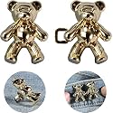 Cute Teddy Bear Jeans Button Pins No Sew Detachable Waist Body Fit Tighten Buckles Perfect Gifts for Women Girls Skirt Pant Jeans Metal 2pcs (Toy Gold Button)