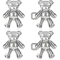 Cute Teddy Bear Jeans Button Pins No Sew Detachable Waist Body Fit Tighten Buckles Perfect Gifts for Women Girls Skirt Pant Jeans Metal 2pcs (Toy Silver Button)