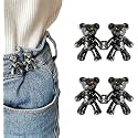 Cute Teddy Bear Jeans Button Pins No Sew Detachable Waist Body Fit Tighten Buckles Perfect Gifts for Women Girls Skirt Pant Jeans Metal 2pcs (Toy Black Button)