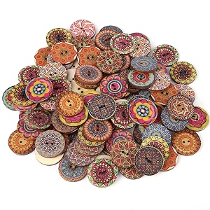 mixed color wood buttons bags natural round shapes retro vintage buttons with 2 holes for diy sewing crafts 100pcs wood button