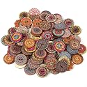 Mixed Color Wood Buttons, Bags Natural Round Shapes Retro, Vintage Buttons with 2 Holes for DIY Sewing Crafts 100pcs (Wood Button)