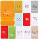 Mindsoft 12 Pcs Seasonal Holiday Bath Towels Embroidered Cotton Hand Towel