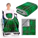 Mindsoft Christmas Wheelchair Blanket with Pouch for Elderly, Dark Green