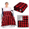 Mindsoft Christmas Wheelchair Blanket with Pouch for Elderly, Red, Black