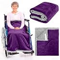 Mindsoft Christmas Wheelchair Blanket with Pouch for Elderly, Purple