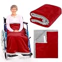 Mindsoft Christmas Wheelchair Blanket with Pouch for Elderly, Red