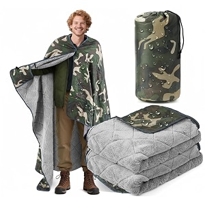 Large Waterproof Woobie Blanket with Sherpa Lining
