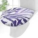 Mindsoft Purple Leaves Toilet Seat Covers Bathroom Toilet Lid Cover Soft Microfiber 17.5'' x 15'' Plush Tufted, Machine Washable, Adjustable Rubber Backing Fits Most Round Elongated Oblong Lids