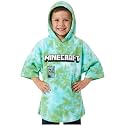 Minecraft Towelling Poncho Kids Teens Hooded Bath Towels Absorbent Beach Towel (Green Tie Dye, 6-9 Years)