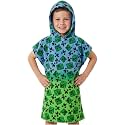 Minecraft Towelling Poncho Kids Teens Hooded Bath Towels Absorbent Beach Towel (Multi, 10-13 Years)