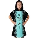 Minecraft Towelling Poncho Kids Teens Hooded Bath Towels Absorbent Beach Towel (Black/Blue, 6-9 Years)