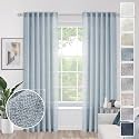 Mineral Blue Linen Curtains - Living Room Curtains, 2 Panels, Modern Farmhouse Style, Light Filtering, 96 Inch Length