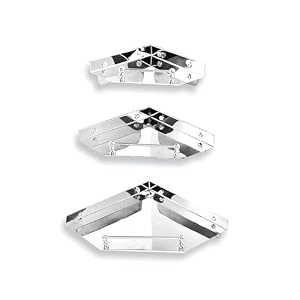 mingle heavy duty ss304 premium stainless steel bathroom triangle shelf set - 3 piece wall mounted organizer  silver 10-inch 8-inch and 6-inch  4mm thickness  polished finish