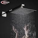 Mingle Mirror Stainless Steel 304 Square Shower Ultra Slim High Pressure Rainfall Shower Head for bathroom With Arm Shower (Pack of 1) (10 INCH + 12 INCH AM + HAND SHOWER)
