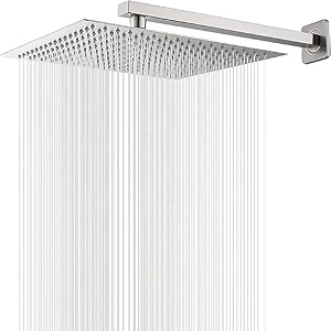 mingle shower head  shower with sqaure arm  304 stainless steel  overhead shower  shower head for bathroom  wall mounted overhead shower  rain shower head 8x8  18 inch sq arm