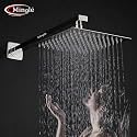 Mingle Mirror Stainless Steel 304 Square Shower Ultra Slim High Pressure Rainfall Shower Head for bathroom With Arm Shower (Pack of 1) (12INCH + 24INCH AM)