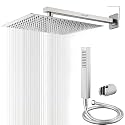 Mingle Mirror Stainless Steel 304 Square Shower Ultra Slim High Pressure Rainfall Shower Head for bathroom With Arm Shower (Pack of 1) (10 INCH + 12 INCH AM + HAND SHOWER)