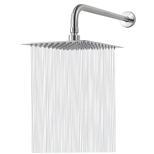 mingle mirror stainless steel 304 square shower ultra slim high pressure rainfall shower head for bathroom with arm shower pack of 1 10 inch  12 inch am  hand shower