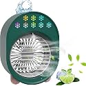 Mini Air Cooler, Portable Air Conditioner Fan, Personal Evaporative Air Conditioners, Sumer Desktop Cooling Fan Humidifier with 3 Speeds, LED Light, USB Desk Fan for Room, Office, Camping (Green)