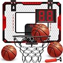 Mini Basketball Hoop for Kids, Over The Door Indoor Basketball Hoops, Red