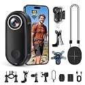 Mini Body Camera 4K, Thumb Action Camera with 123° wide-angle Lens, Wearable Cam with 360° Rotatable Clip, Portable Pov Cam Magnetic Mount for Chest/Vlogging/Bike, Wi-Fi, APP, Waterproof(No SD Card)