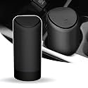 Mini Car Trash Can with Lid, 2.5" x 6.2" Cup Type Embedded Silicone Waste Container, Waterproof Leakproof Portable Trash Dustbin for Vehicle, Home, Office, Bedroom, Kitchen (Black)