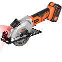 Yunirvana Mini Circular Saw, DC20V 4-1/2" Cordless Circular Saw with 4.0Ah battery, Laser Guide, Rip Guide, 2 Pcs Blades(24T+ 60T), 3400RPM, Max Cutting Depth 1-11/16"(90°), 1-1/8"(45°)