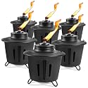 Mini Citronella Table Top Torches - 6 Pack , 15 oz Citronella Torch for Outdoor, Metal Tabletop Torches, for Yard, Patio, Deck, Garden, Party Citronella Torch