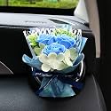 Unique Car Vent Clip Air Freshener, Aesthetic Floral Soap Rose Bouquet Diffuser Decor, Reusable Essential Oil Aroma Pad, Cute Car Accessories Gift for Women (Style K)