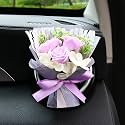 Unique Car Vent Clip Air Freshener, Aesthetic Floral Soap Rose Bouquet Diffuser Decor, Reusable Essential Oil Aroma Pad, Cute Car Accessories Gift for Women (Style D)