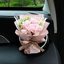Unique Car Vent Clip Air Freshener, Aesthetic Floral Soap Rose Bouquet Diffuser Decor, Reusable Essential Oil Aroma Pad, Cute Car Accessories Gift for Women (Style I)