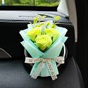 Unique Car Vent Clip Air Freshener, Aesthetic Floral Soap Rose Bouquet Diffuser Decor, Reusable Essential Oil Aroma Pad, Cute Car Accessories Gift for Women (Style C)