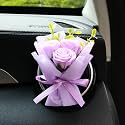 Unique Car Vent Clip Air Freshener, Aesthetic Floral Soap Rose Bouquet Diffuser Decor, Reusable Essential Oil Aroma Pad, Cute Car Accessories Gift for Women (Style J)