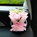 Unique Car Vent Clip Air Freshener, Aesthetic Floral Soap Rose Bouquet Diffuser Decor, Reusable Essential Oil Aroma Pad, Cute Car Accessories Gift for Women (Style G)