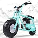 Mini Dirt Bike, 99 CC Gas Powered Mini Bike 4 Stroke Pit Bikes with Led, Off Road Mini Bikes for Kids and Adult, Dirtbike Motorcycle Max Load 200 Lbs, Speed 34.5 KM/H, Easy Pull Start (Teal)