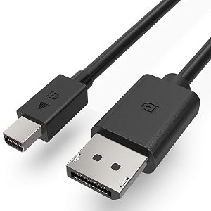 mini displayport to displayport cable kissu mini dp to dp cable thunderbolt to displayport cable 6ft 4k60hz 2k144hz male to male gold-plated cord for laptop pc tv etc- black