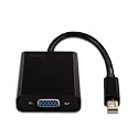 Mini DP to VGA Adapter, Mini Display Port Male Thunderbolt Compatible to VGA Female Converter, Black MFMDPMVGF
