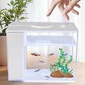 Mini Fish Tank Betta Aquarium Starter Kits Multifunctional Desktop LED Aquarium with Switch Button White, 1 Gallon