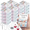 Mini Fishing Kits Bulk Small Emergency Survival Fishing Kits Outdoor Compact Fishing Tackle Kits with Case for Beginner Christmas Shoebox Fillers for Fishing Party Favors (48)