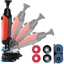 Mini Floor Machine for Efficient Cleaning, 17" Walk-Behind Commercial Floor Scrubber Buffer Polisher Machine, Dual Brushes, for Warehouses, Retail Stores Red