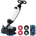 Mini Floor Machine for Efficient Cleaning, 17" Walk-Behind Commercial Floor Scrubber Buffer Polisher Machine, Dual Brushes, for Warehouses, Retail Stores White