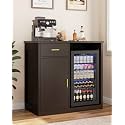 Mini Fridge Cabinet, Coffee Bar Cabinet with Fridge Space (Not Included)