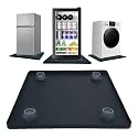 Mini Fridge Silicone Mat with 4 Base Raisers, 23.6"x23.6" Under Refrigerator Drip Pan Floor Protector - 0.8" Raised Edge Prevents Water Leaks & Floor Damage for Fridge, Washer, Dryer, Wine Cooler