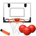 Mini Indoor Basketball Hoop for Door, Over Door Basketball Hoop for Kids Adults with Large 9 Inch Dunk Rim 4 Mini Replacement 6" Basketballs Sport Game Gift for 6 7 8 9 10 11 12 Years (15.8"x11.7")