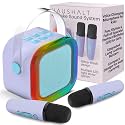 Mini Karaoke Machine for Kids Adults Teen with 2 Wireless Microphones, Gifts for Girl, Toys for Girls 6-8, Small Portable Bluetooth Speaker, Microphone, Car Singing Mic, Kareoke, Toddler Gift