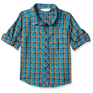 miniklub boys blue regular fit checked casual shirt